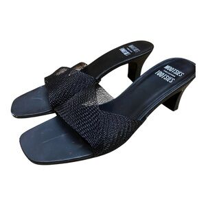 Mootsies Tootsies Womens Black Mesh Heels Size 9 Slides Y2k Style Sandles Square